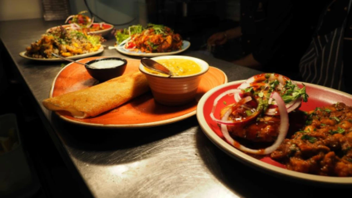Platter of Indian foods
